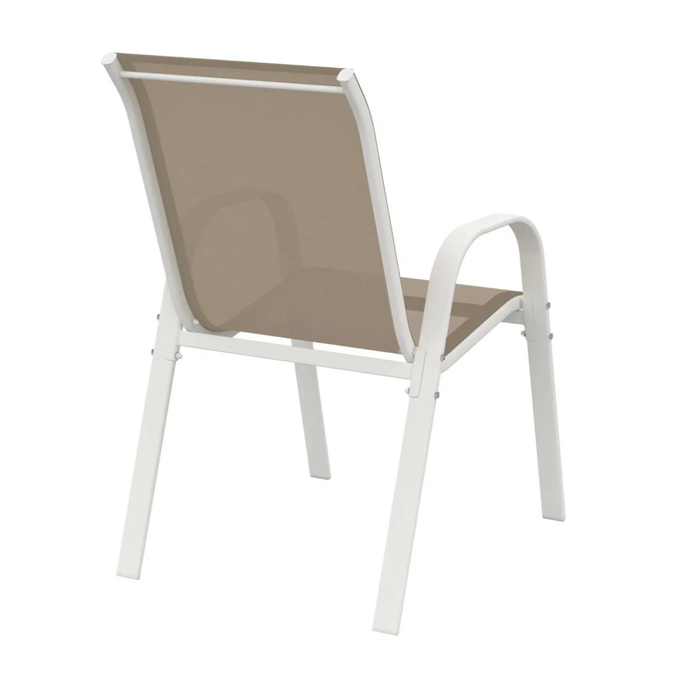 6 chaises de jardin blanc et beige empilables en métal et textilène