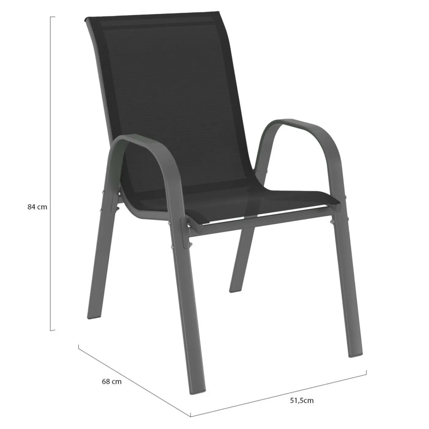 4 chaises de jardin en métal et textilène gris, noir et bleu