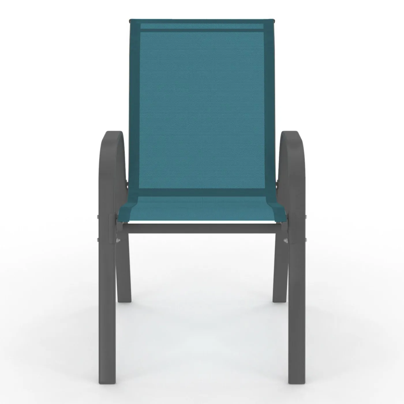 4 chaises de jardin en métal et textilène bleu canard