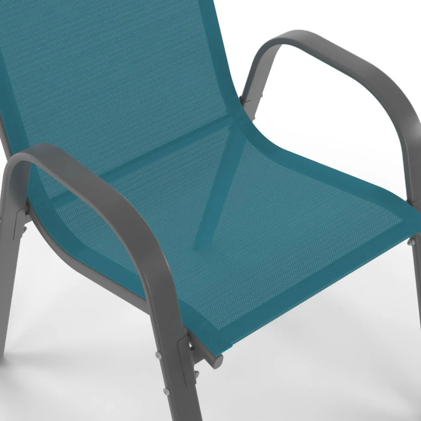 4 chaises de jardin en métal et textilène bleu canard