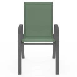 6 chaises de jardin vert olive empilables en métal et textilène