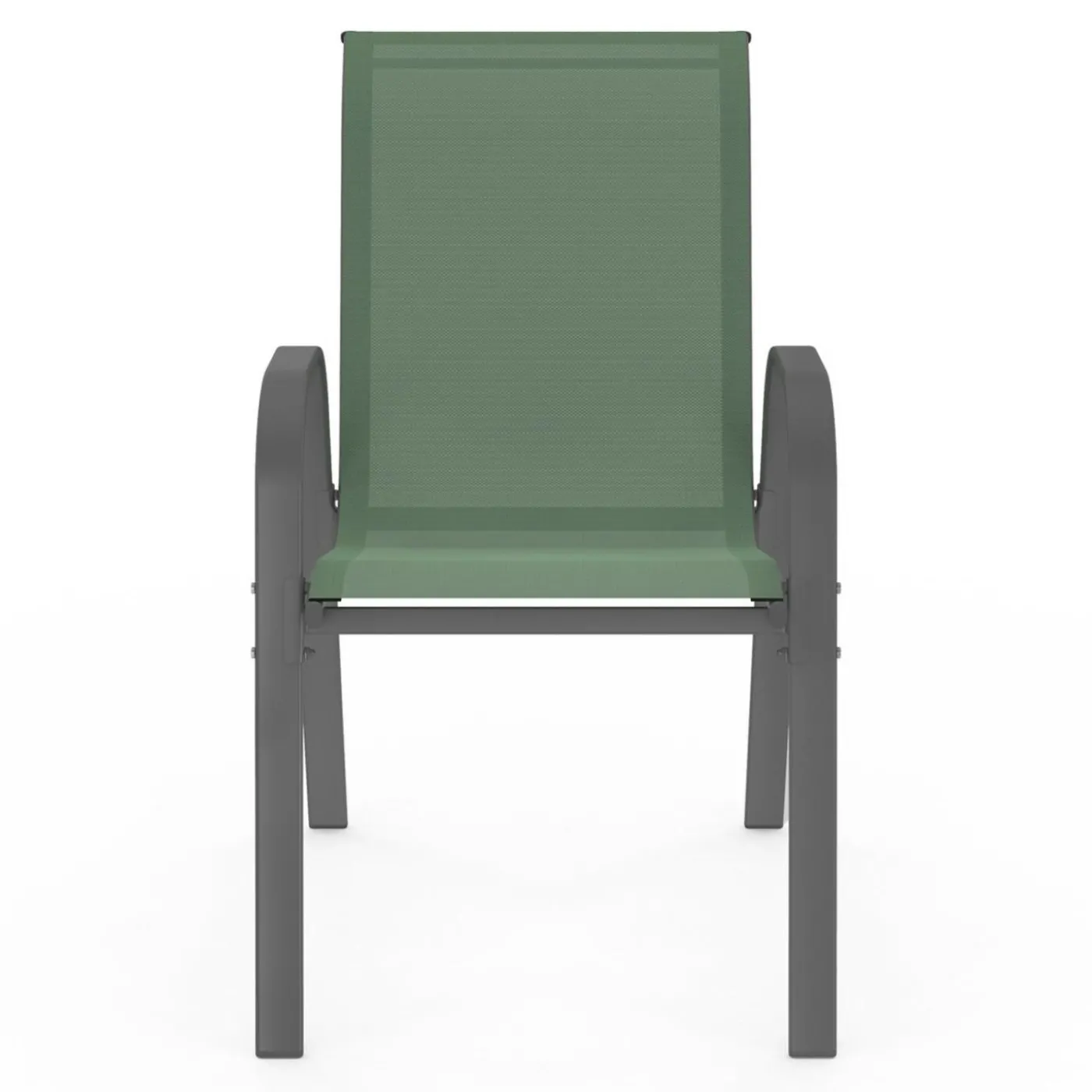 6 chaises de jardin vert olive empilables en métal et textilène