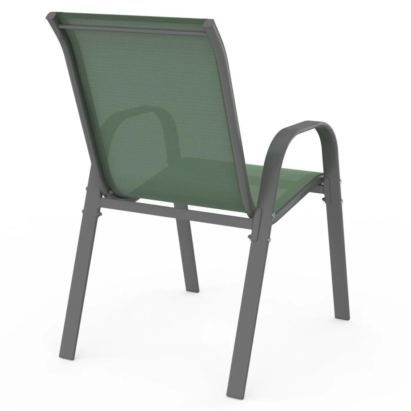 6 chaises de jardin vert olive empilables en métal et textilène