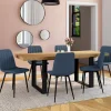 6 chaises en tissu bleu