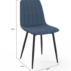 6 chaises en tissu bleu