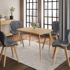 4 chaises en tissu et PU grises