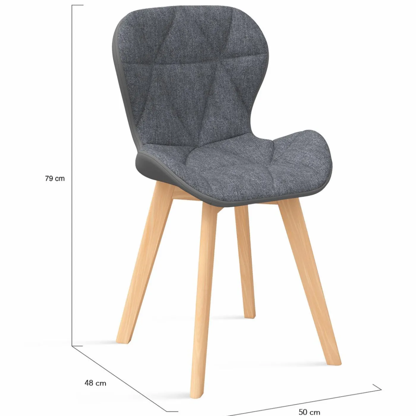 4 chaises en tissu et PU grises
