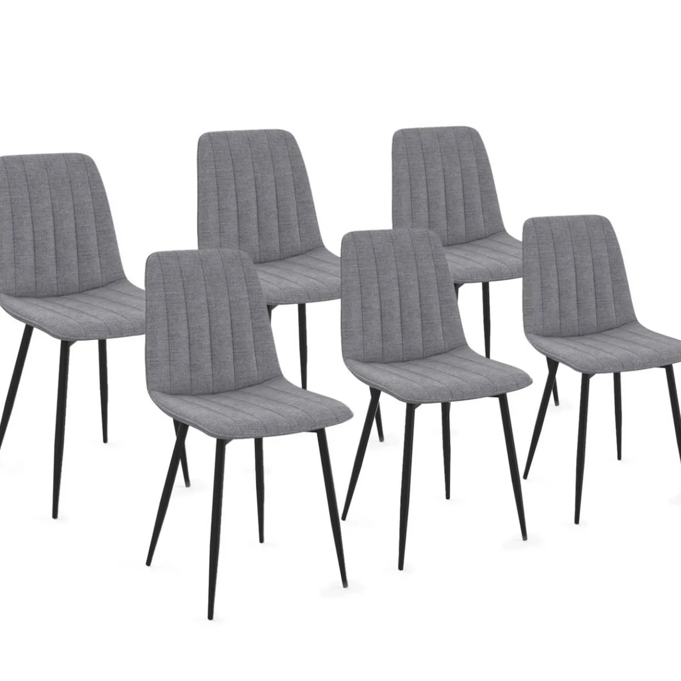 6 chaises en tissu gris clair