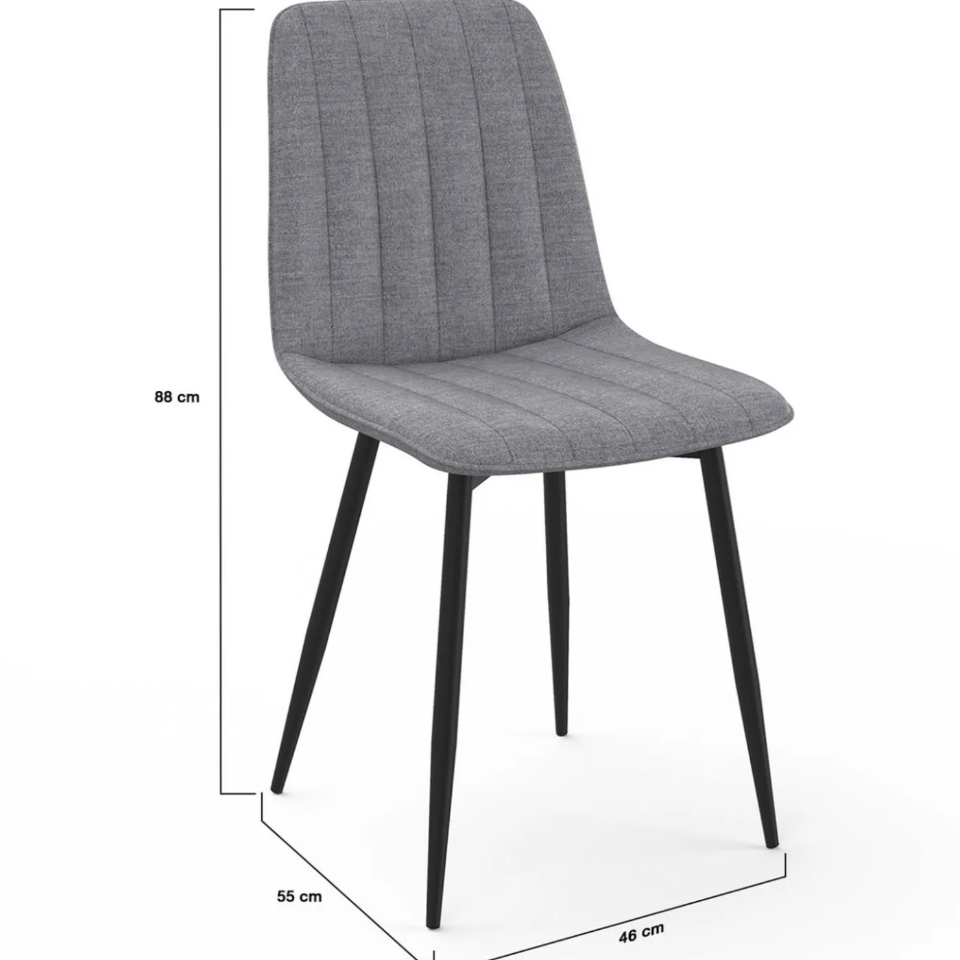 6 chaises en tissu gris clair