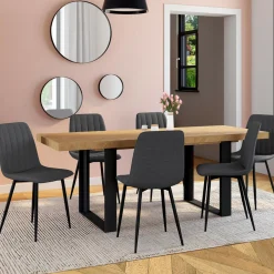 6 chaises en tissu gris foncé