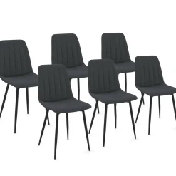 6 chaises en tissu gris foncé
