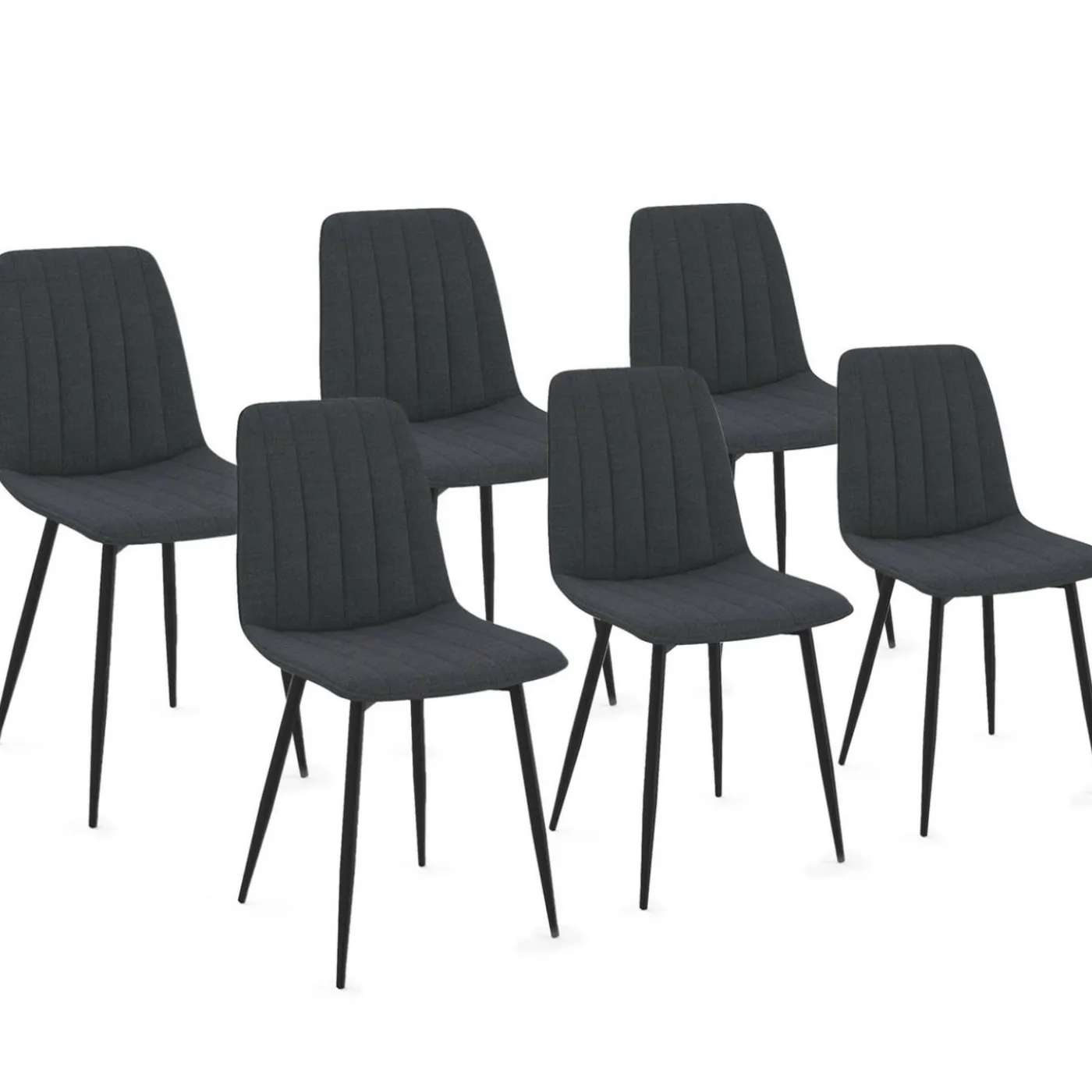 6 chaises en tissu gris foncé