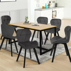 6 Chaises en velours gris foncé