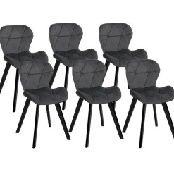 6 Chaises en velours gris foncé