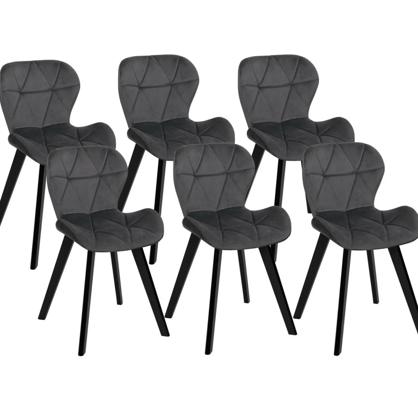 6 Chaises en velours gris foncé