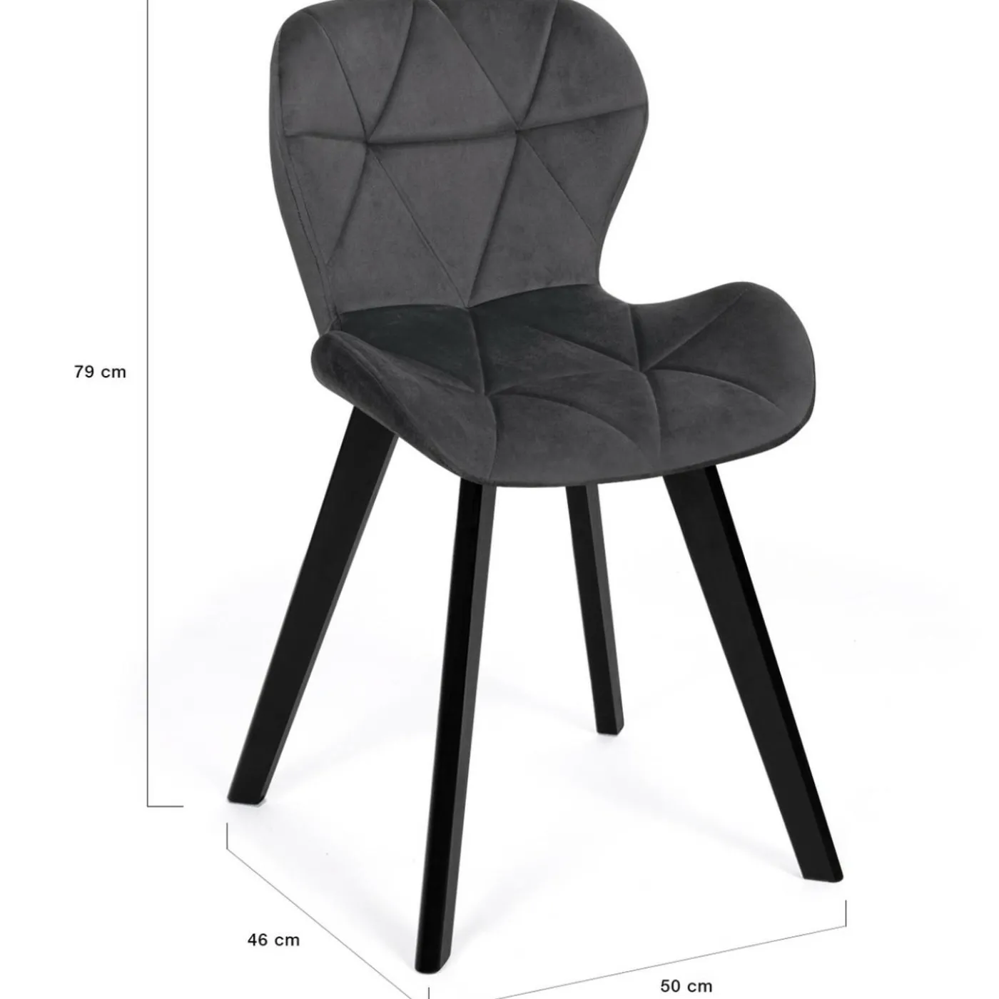 6 Chaises en velours gris foncé