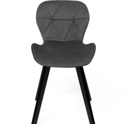 6 Chaises en velours mix color bleu, gris et jaune