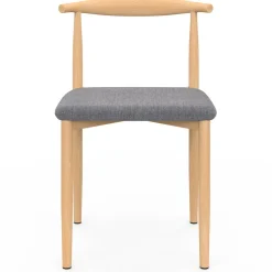 6 chaises imitation bois et tissu gris clair