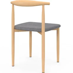 6 chaises imitation bois et tissu gris clair