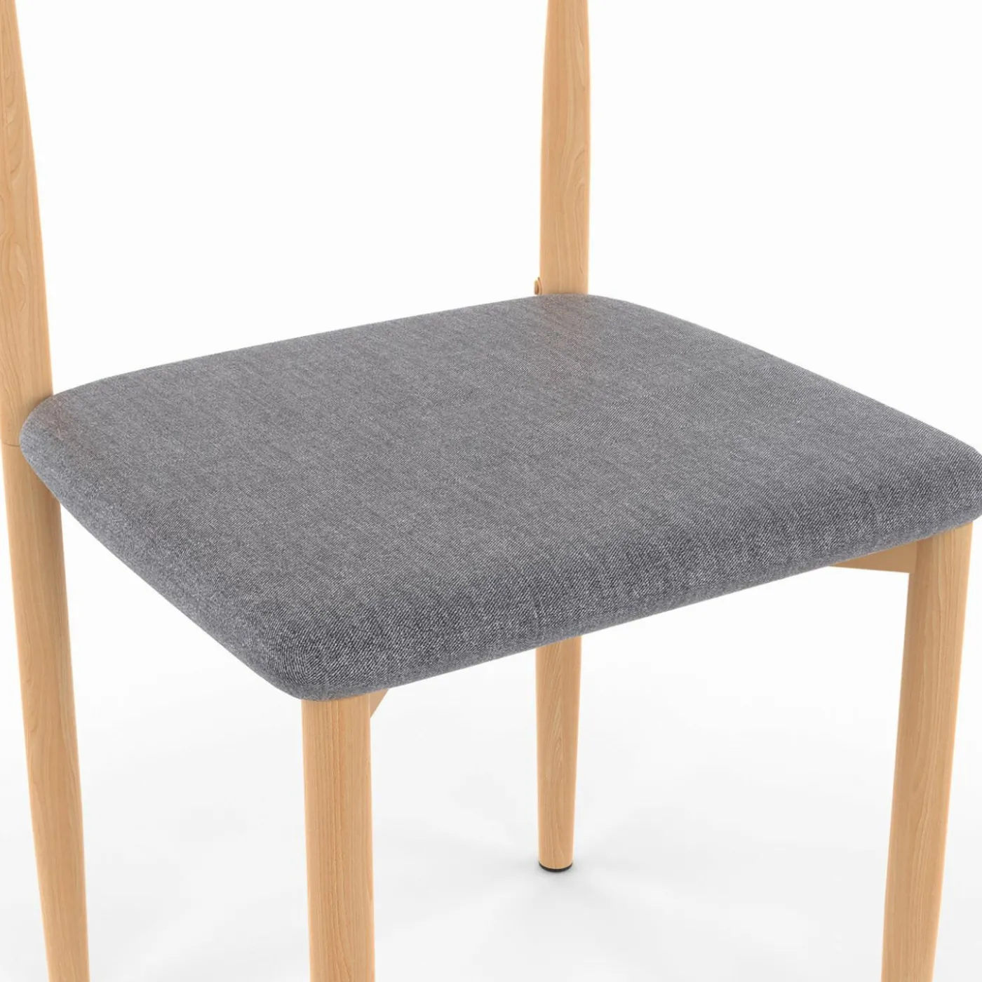 6 chaises imitation bois et tissu gris clair