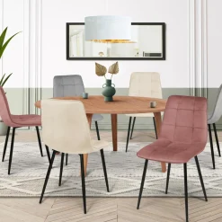 6 Chaises mix color pastel rose, gris et beige