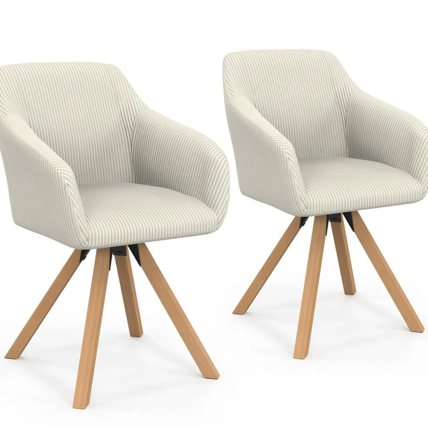 2 chaises pivotantes et fauteuils en velours beige