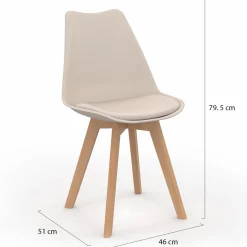 6 chaises scandinaves beiges