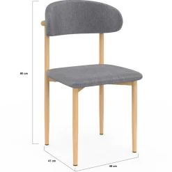 6 chaises scandinaves en tissu gris clair effet chiné