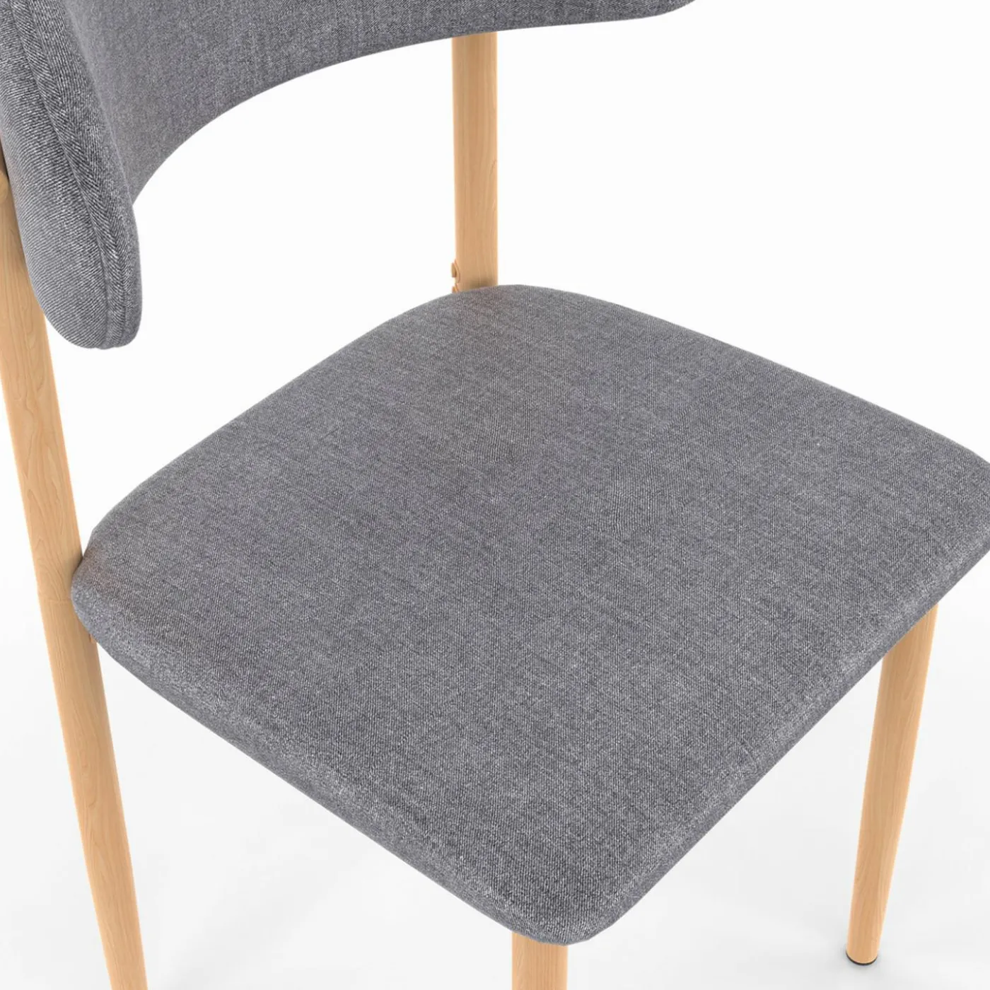 6 chaises scandinaves en tissu gris clair effet chiné