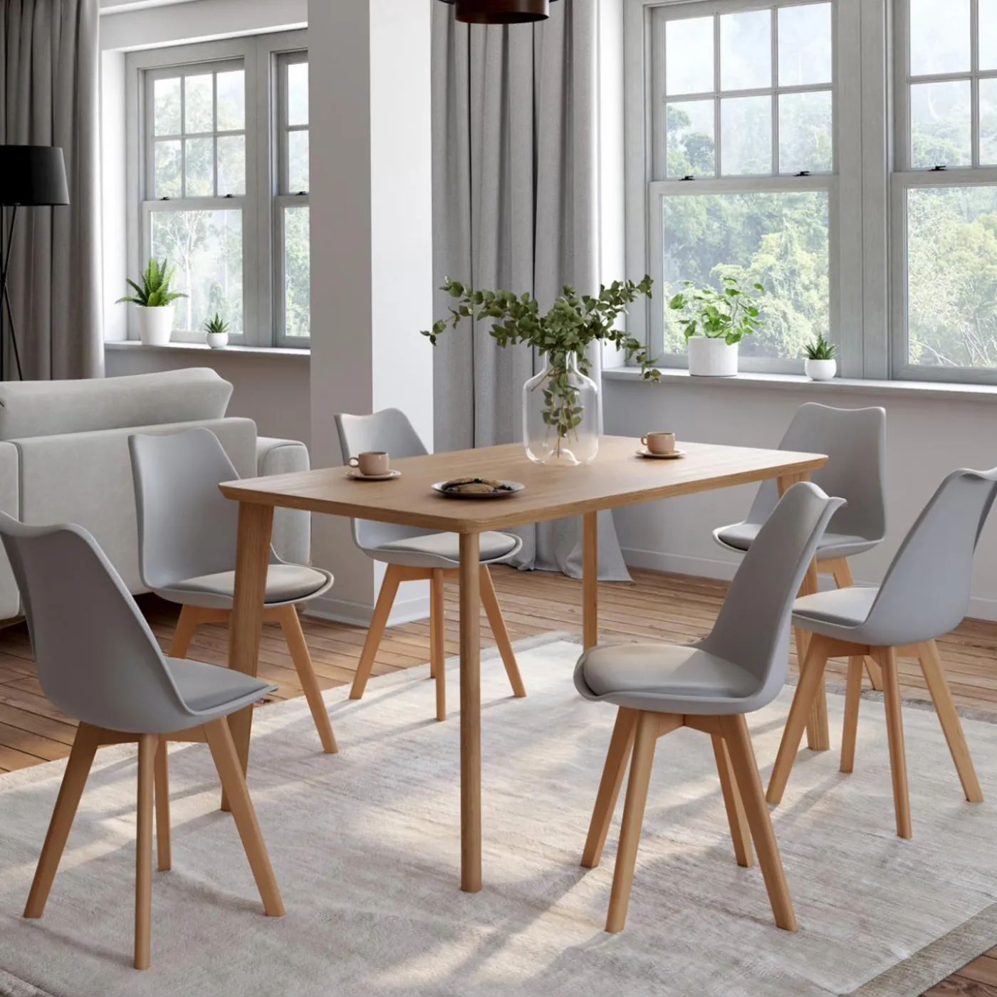 6 chaises scandinaves gris clair