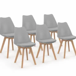 6 chaises scandinaves gris clair