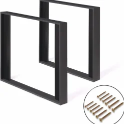 2 pieds de table carrés noir 75 cm