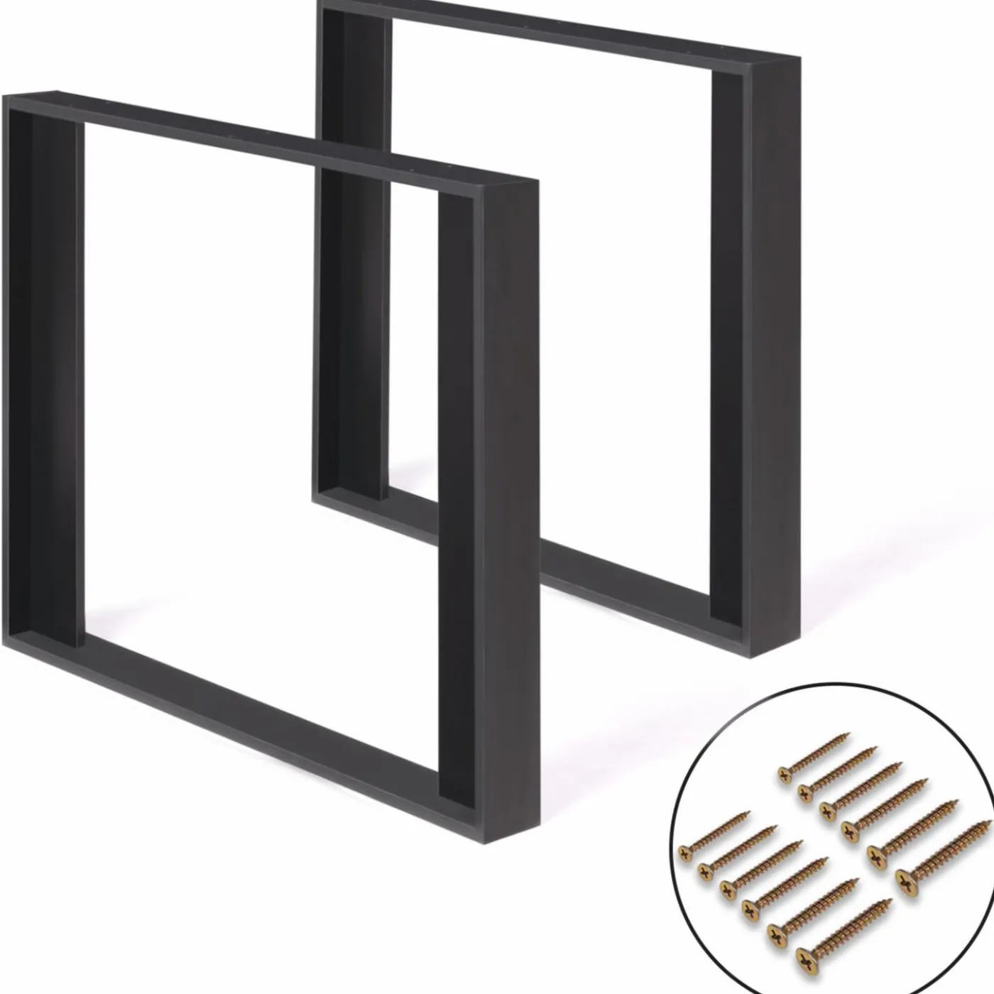 2 pieds de table carrés noir 75 cm
