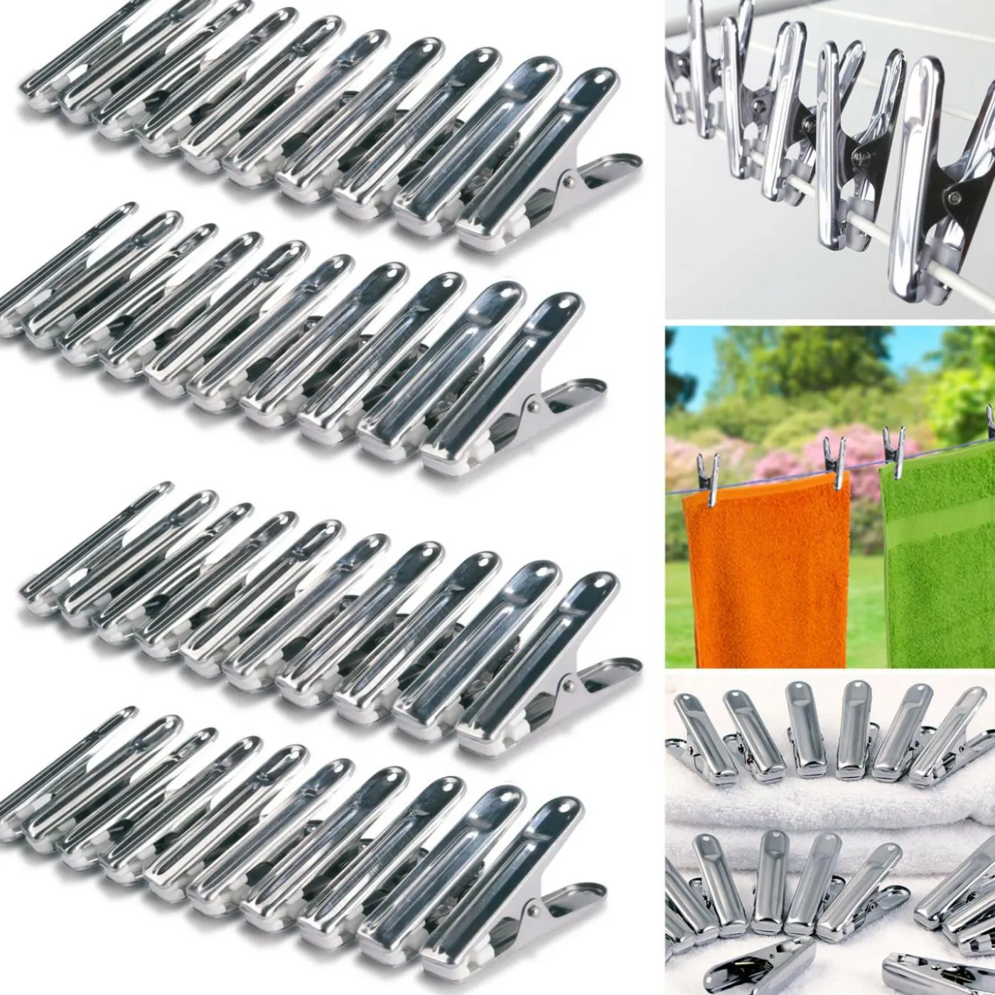 40 pinces à linge en inox