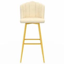 2 tabourets coquillages en velours crème