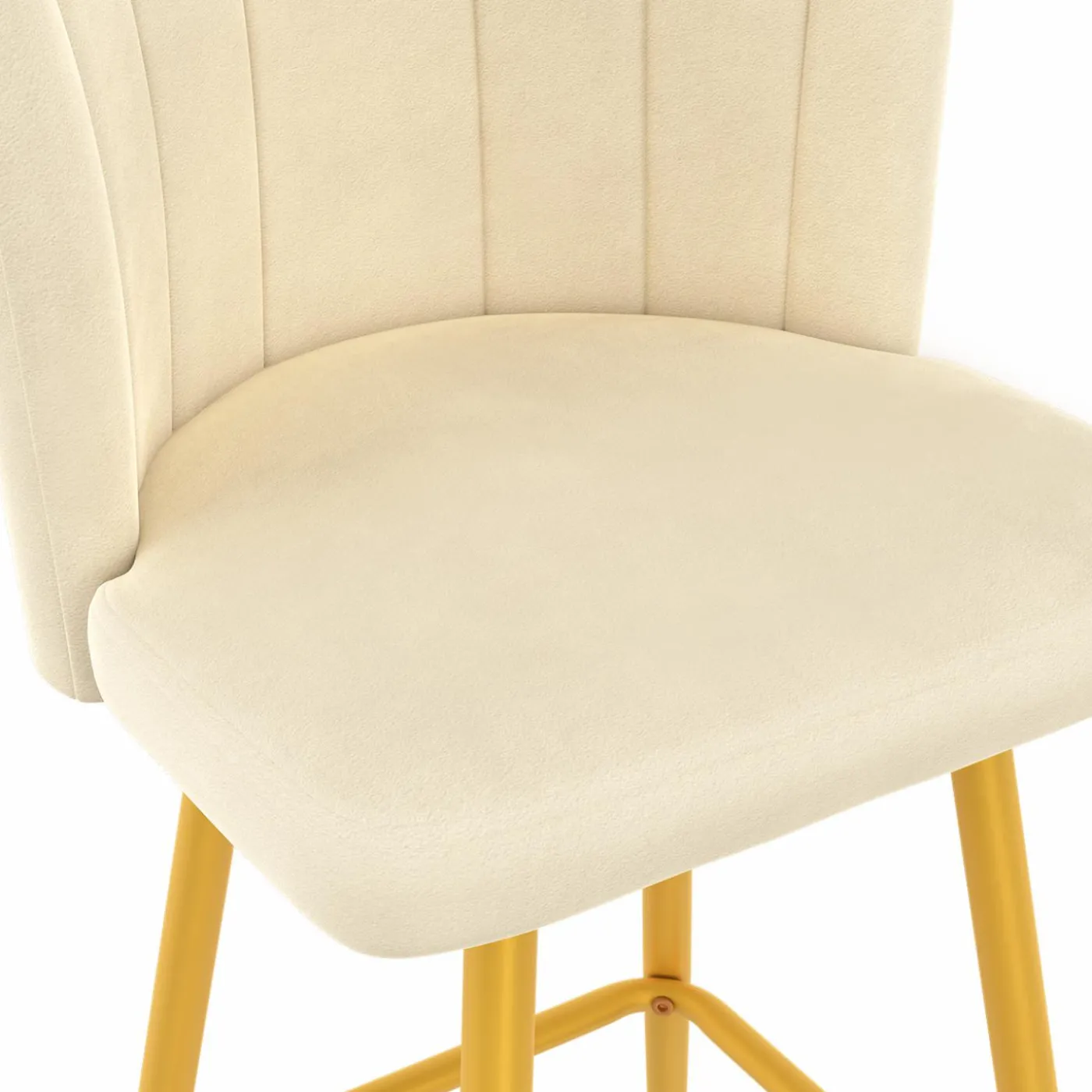 2 tabourets coquillages en velours crème
