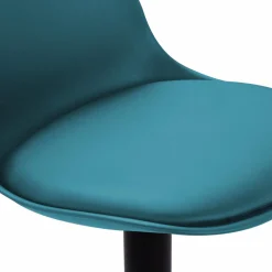 2 tabourets de bar design bleu canard et pied noir