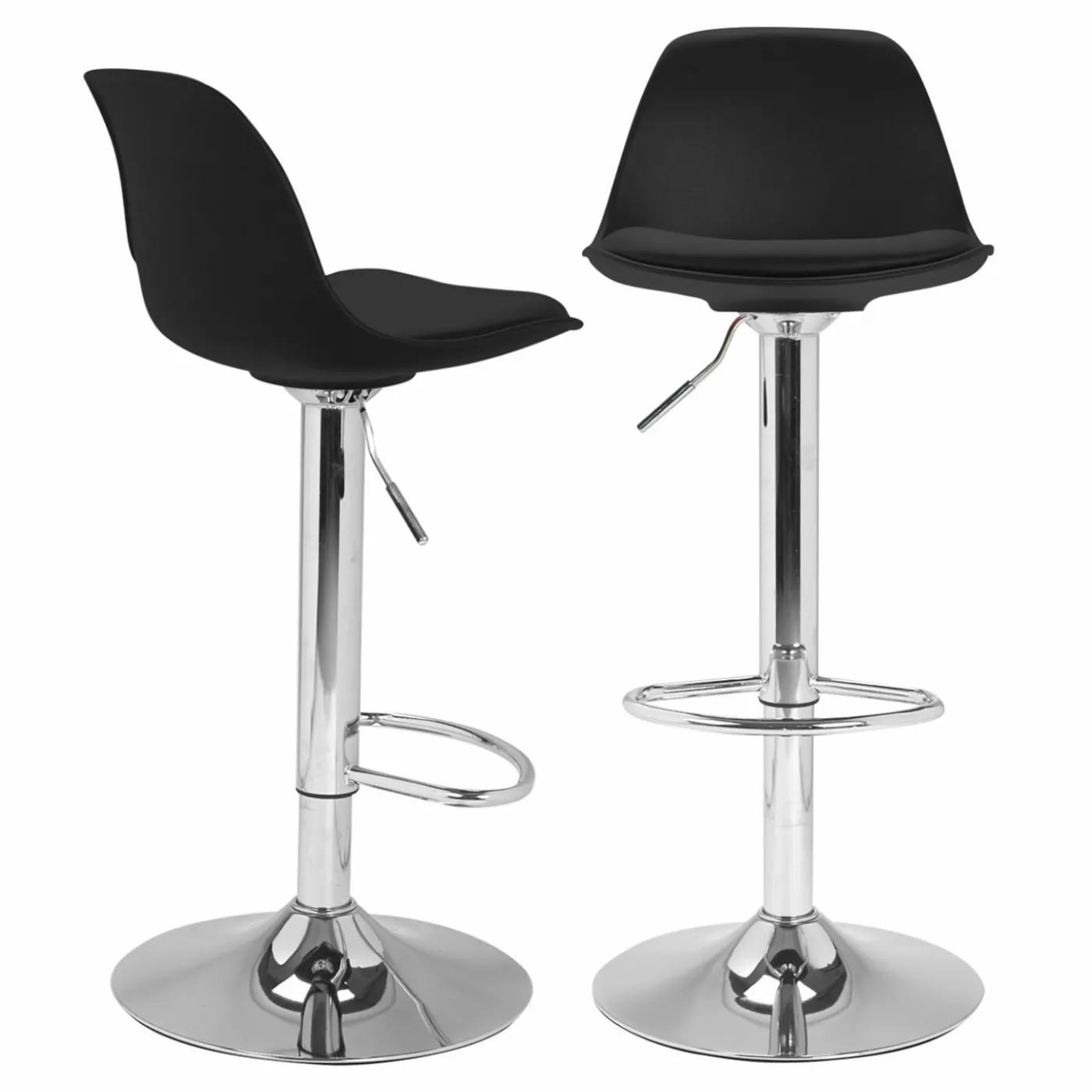 2 tabourets de bar design noir KARL