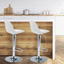 2 tabourets de bar design blanc KARL