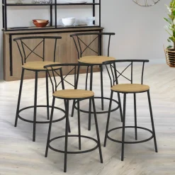 4 tabourets de bar industriel avec dossier arrondi
