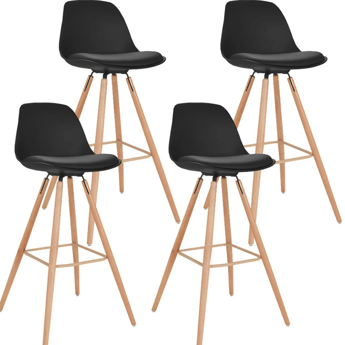 4 Tabourets de bar scandinaves noirs SARA