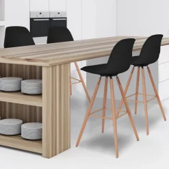 4 Tabourets de bar scandinaves noirs SARA