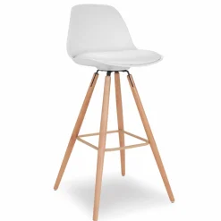 4 Tabourets de bar scandinave blanc SARA