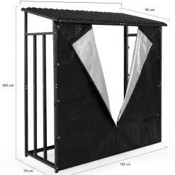 Abri bûches extérieur avec housse de protection