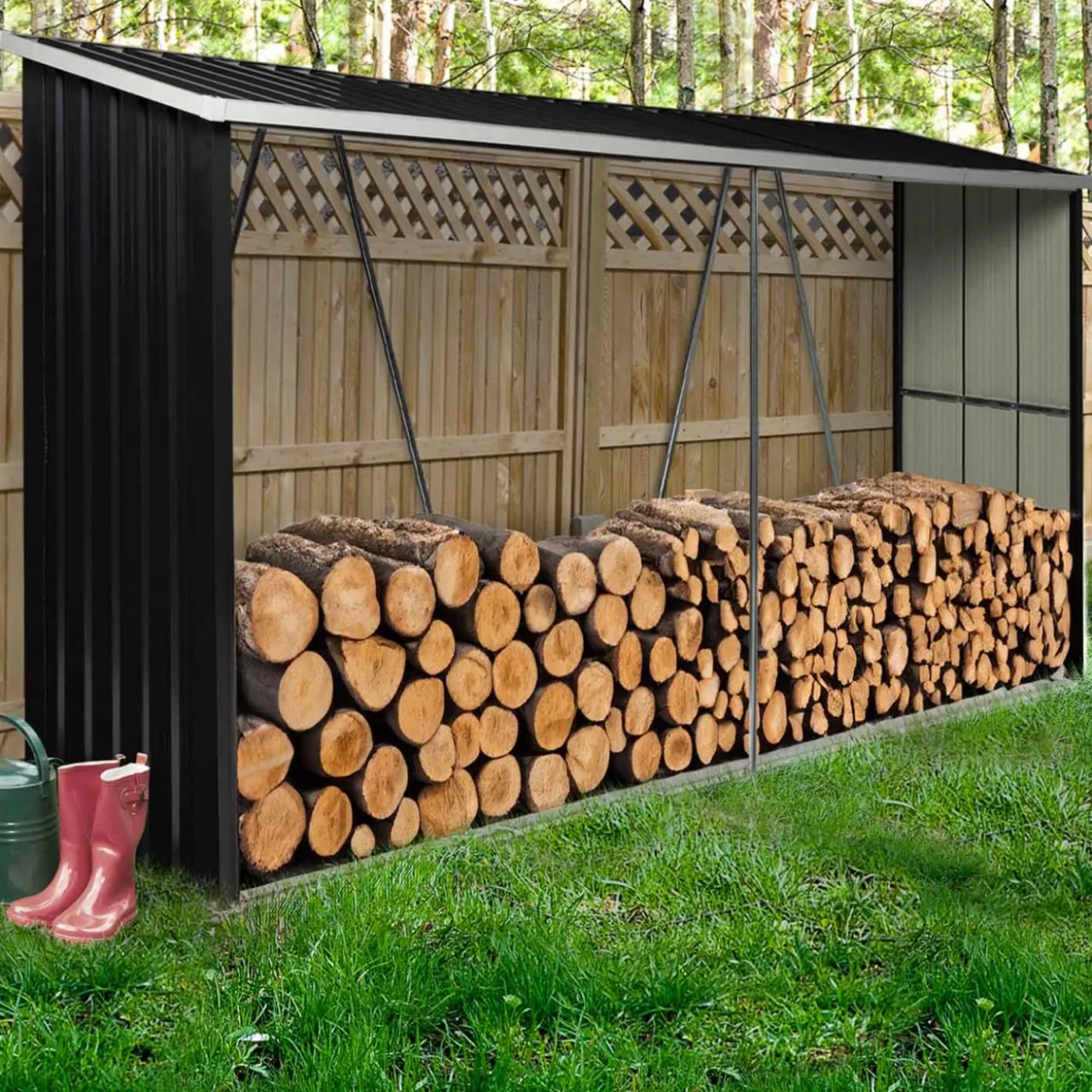 Abri bois de chauffage 4 m³ en acier galvanisé