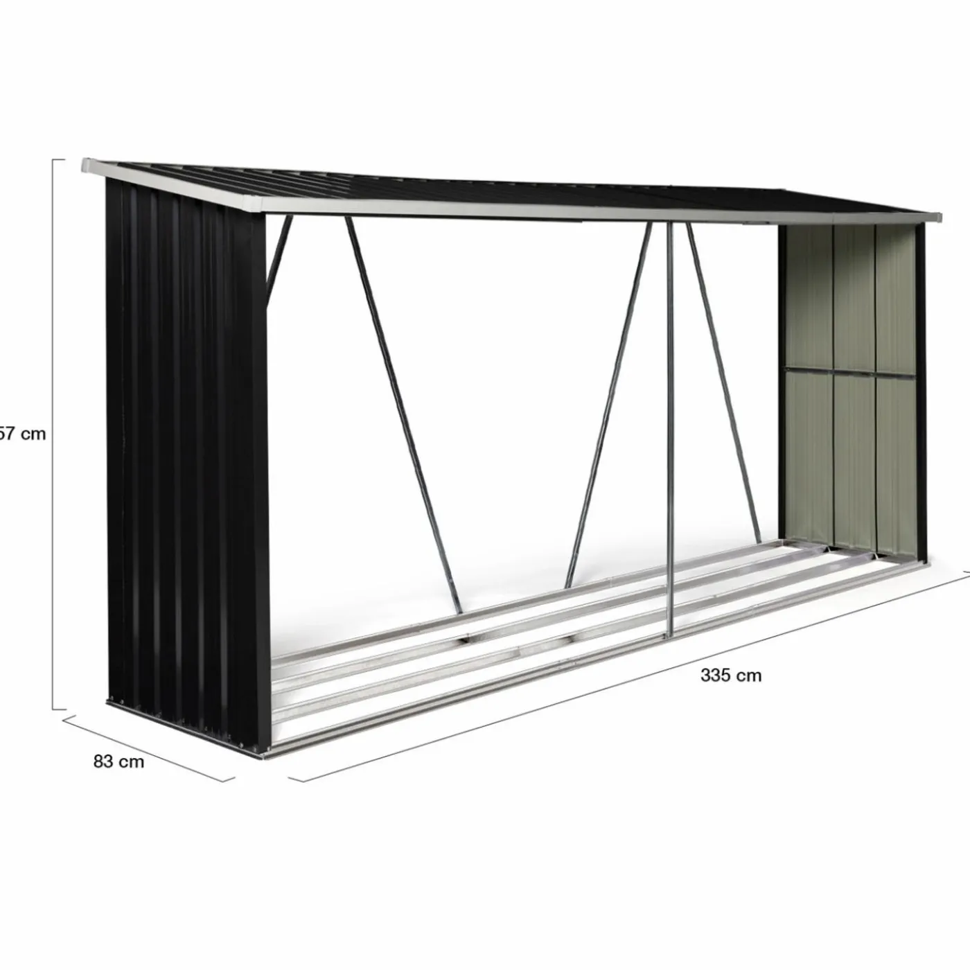 Abri bois de chauffage 4 m³ en acier galvanisé