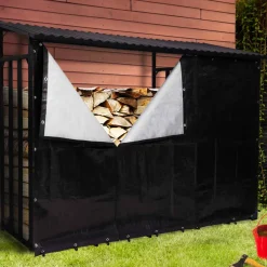 Abri bois de chauffage en acier galvanisé avec housse de protection