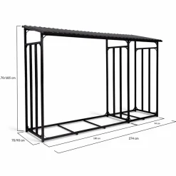 Abri bois de chauffage en acier galvanisé avec housse de protection