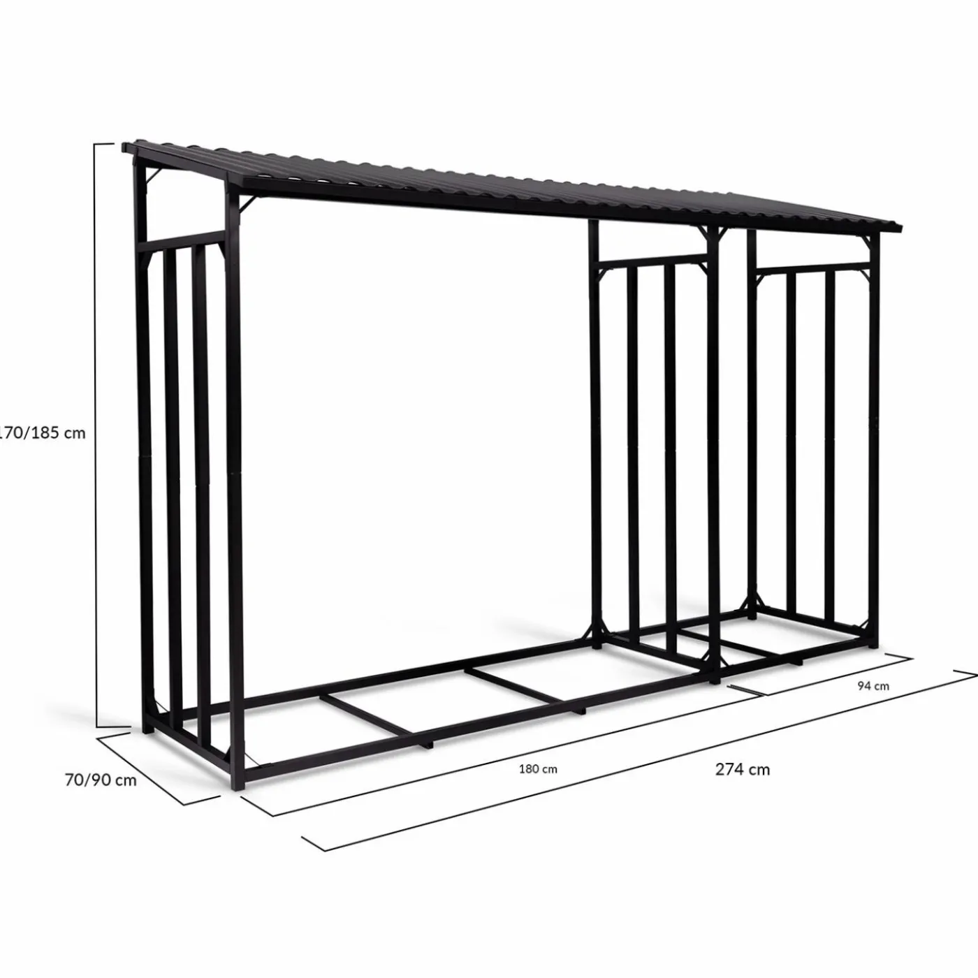Abri bois de chauffage en acier galvanisé avec housse de protection