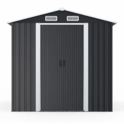 Abri de jardin gris en acier galvanisé